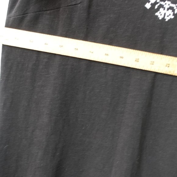 Talbots Dress 2 Cotton Split Neck T Shirt XS Embroidered Knit Mini Boho Black - Picture 3 of 9